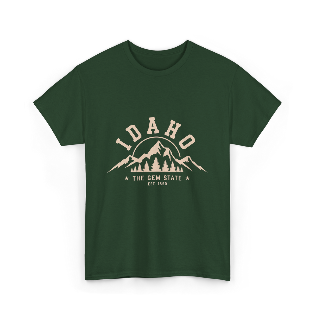 Idaho State Mountains T-Shirt - Forest Green