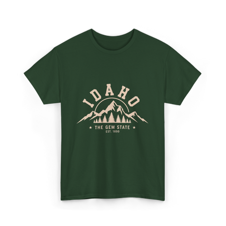 Idaho State Mountains T-Shirt - Forest Green