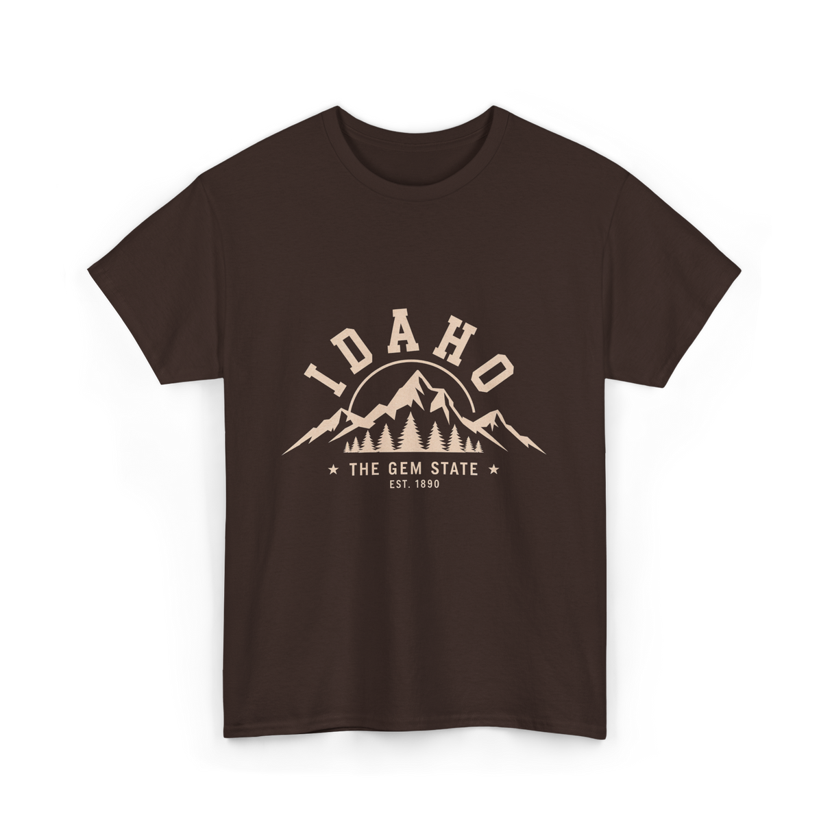 Idaho State Mountains T-Shirt - Dark Chocolate