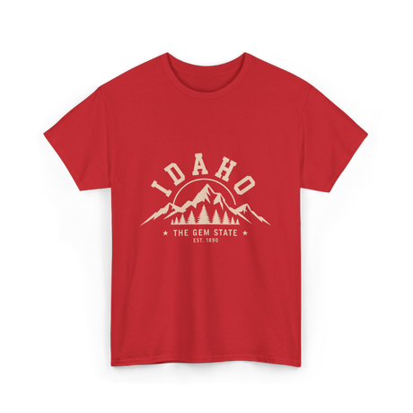 Idaho State Mountains T-Shirt - Red