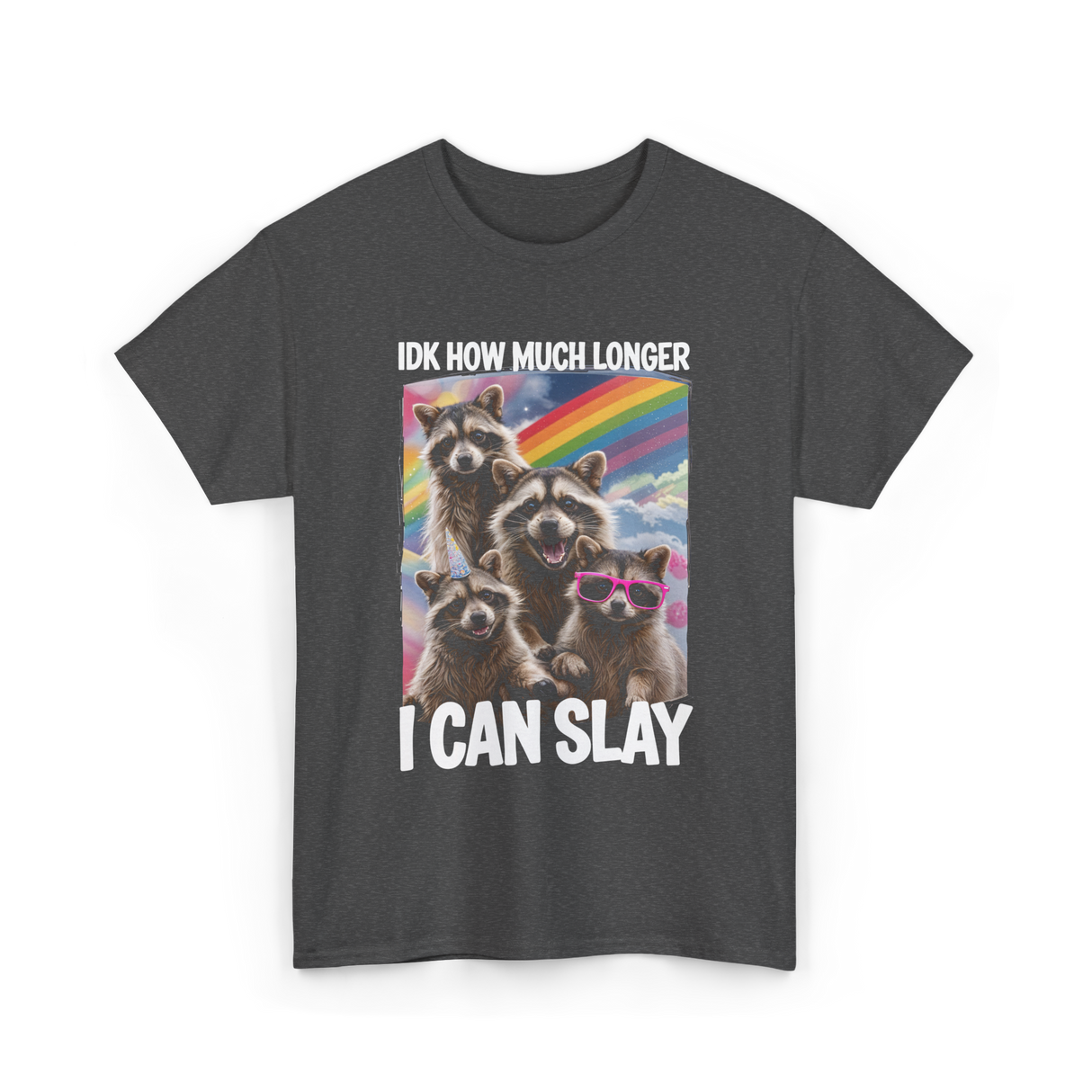 Idk How Much Longer Raccoon T-Shirt - Dark Heather