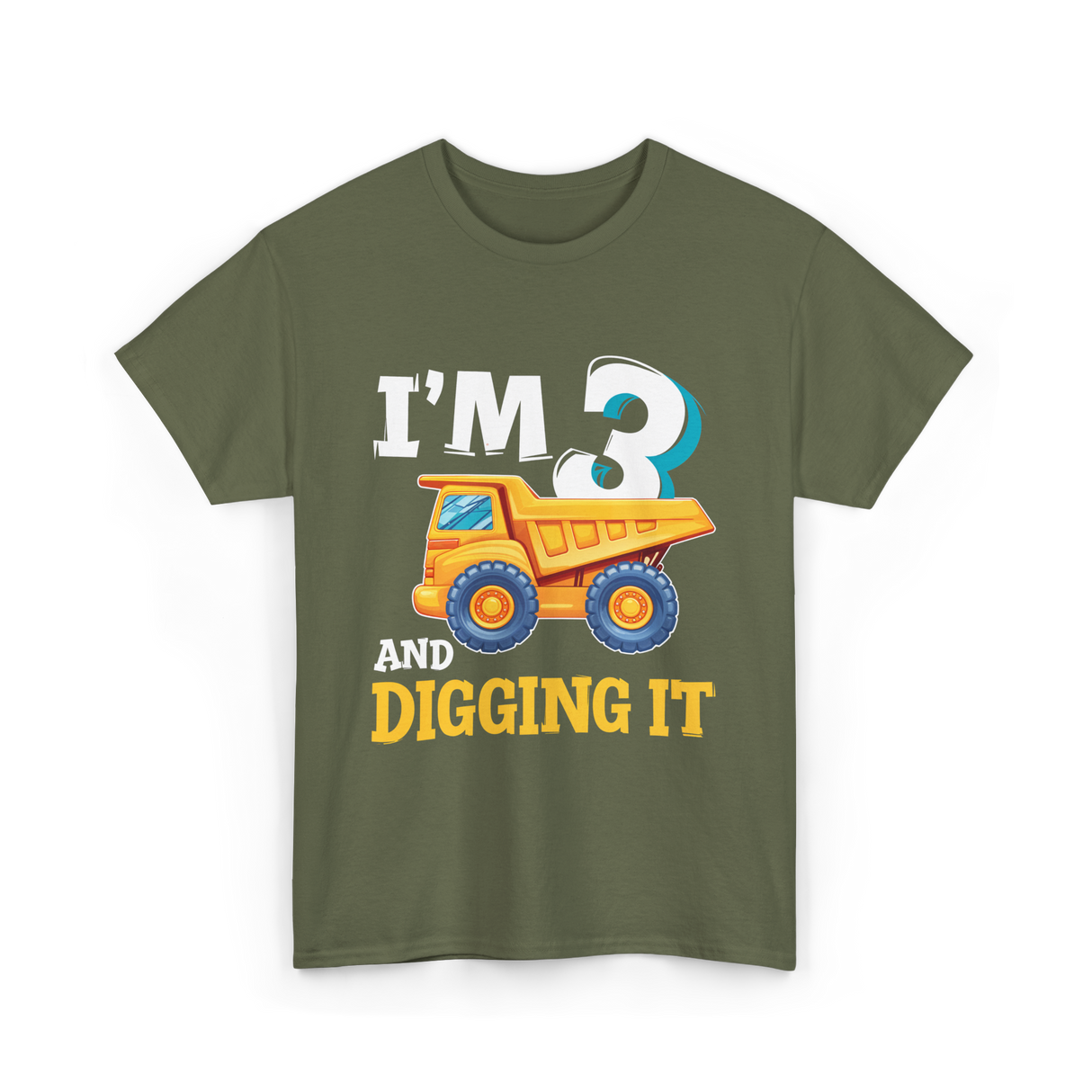 I'M 3 Digging It Construction T-Shirt - Military Green