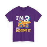 I'M 3 Digging It Construction T-Shirt - Purple