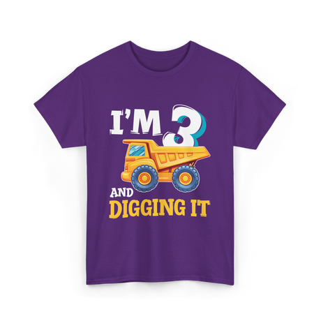 I'M 3 Digging It Construction T-Shirt - Purple