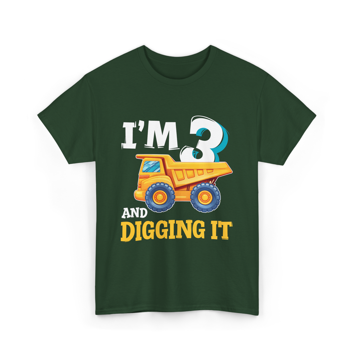 I'M 3 Digging It Construction T-Shirt - Forest Green