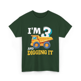 I'M 3 Digging It Construction T-Shirt - Forest Green