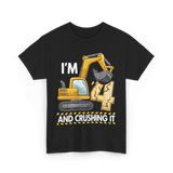 I'm 4 Construction Truck Birthday T-Shirt - Black