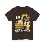 I'm 4 Construction Truck Birthday T-Shirt - Dark Chocolate