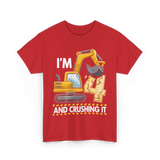 I'm 4 Construction Truck Birthday T-Shirt - Red