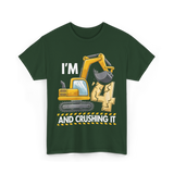 I'm 4 Construction Truck Birthday T-Shirt - Forest Green