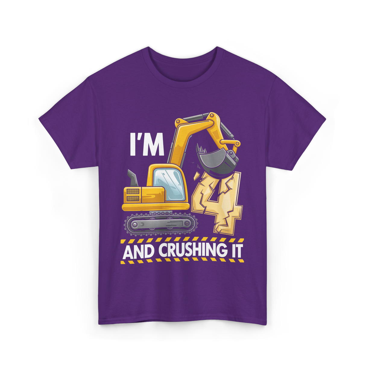 I'm 4 Construction Truck Birthday T-Shirt - Purple