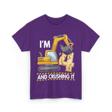 I'm 4 Construction Truck Birthday T-Shirt - Purple