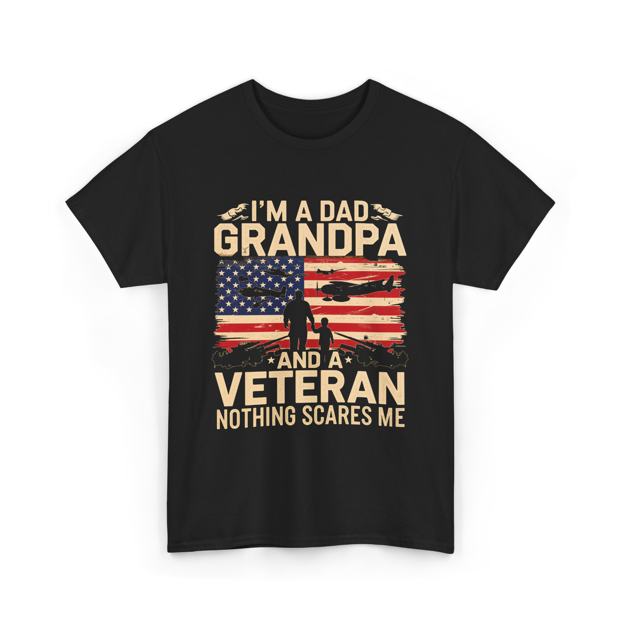 I'm A Dad Grandpa Veteran T-Shirt - Black