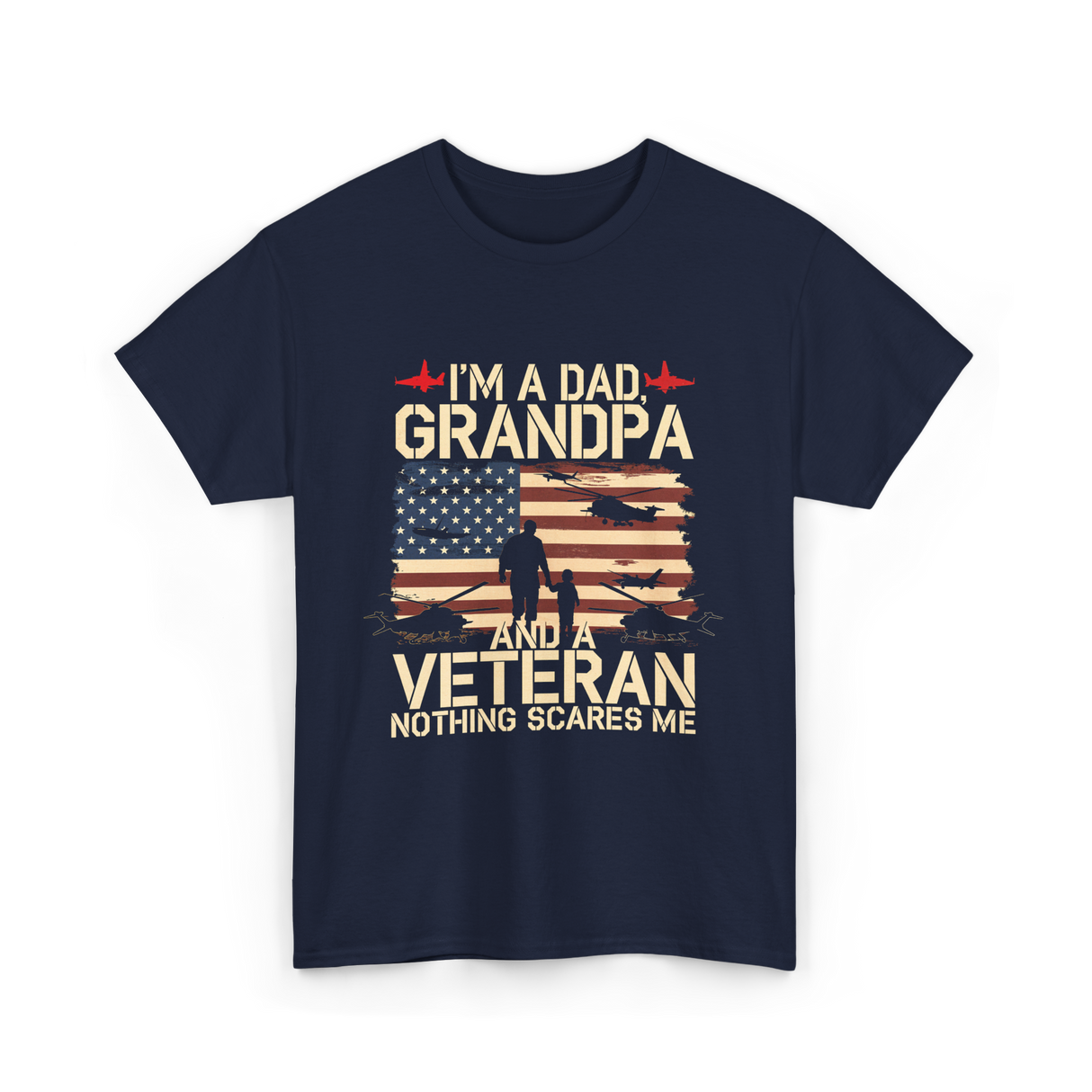 I'm A Dad Grandpa Veteran T-Shirt - Navy