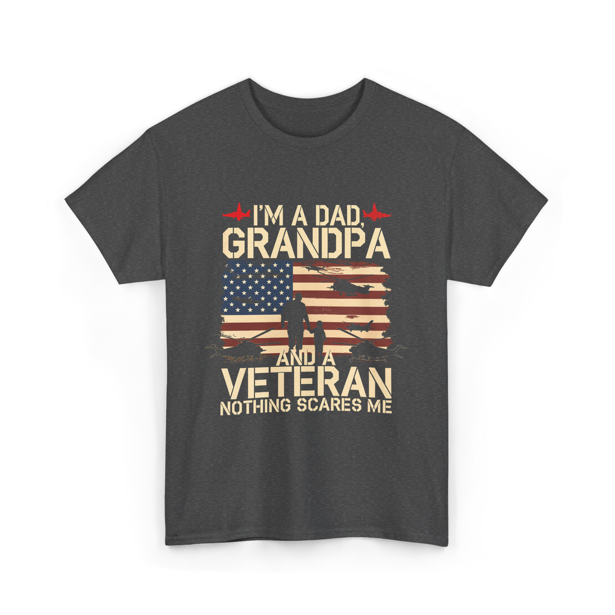 I'm A Dad Grandpa Veteran T-Shirt - Dark Heather