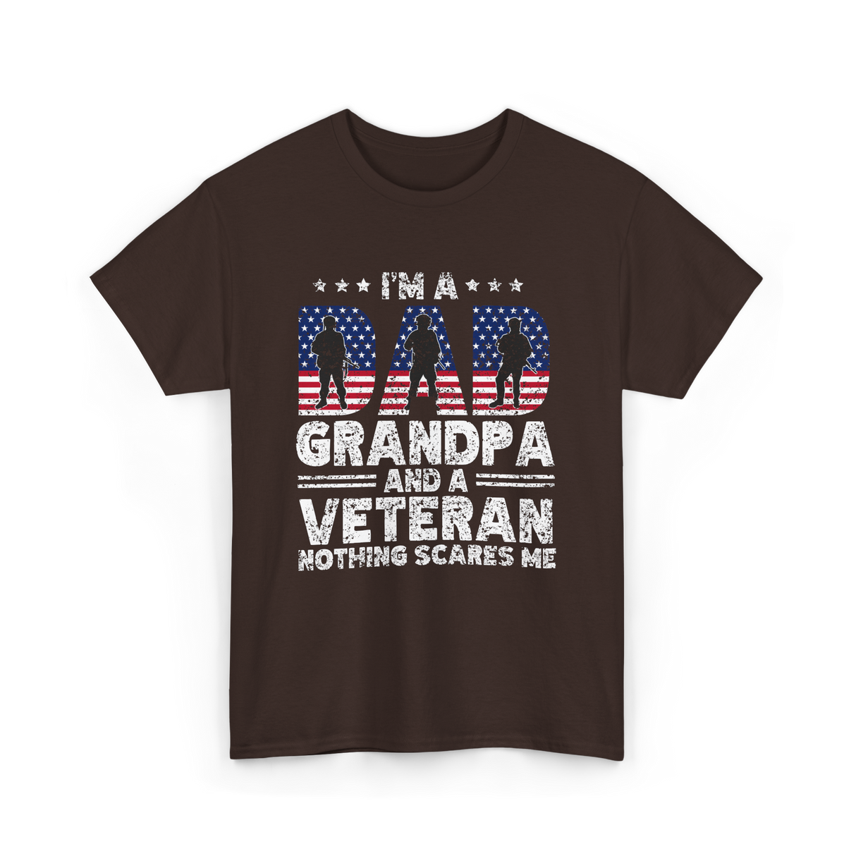 I'm A Dad Grandpa Veteran T-Shirt - Dark Chocolate