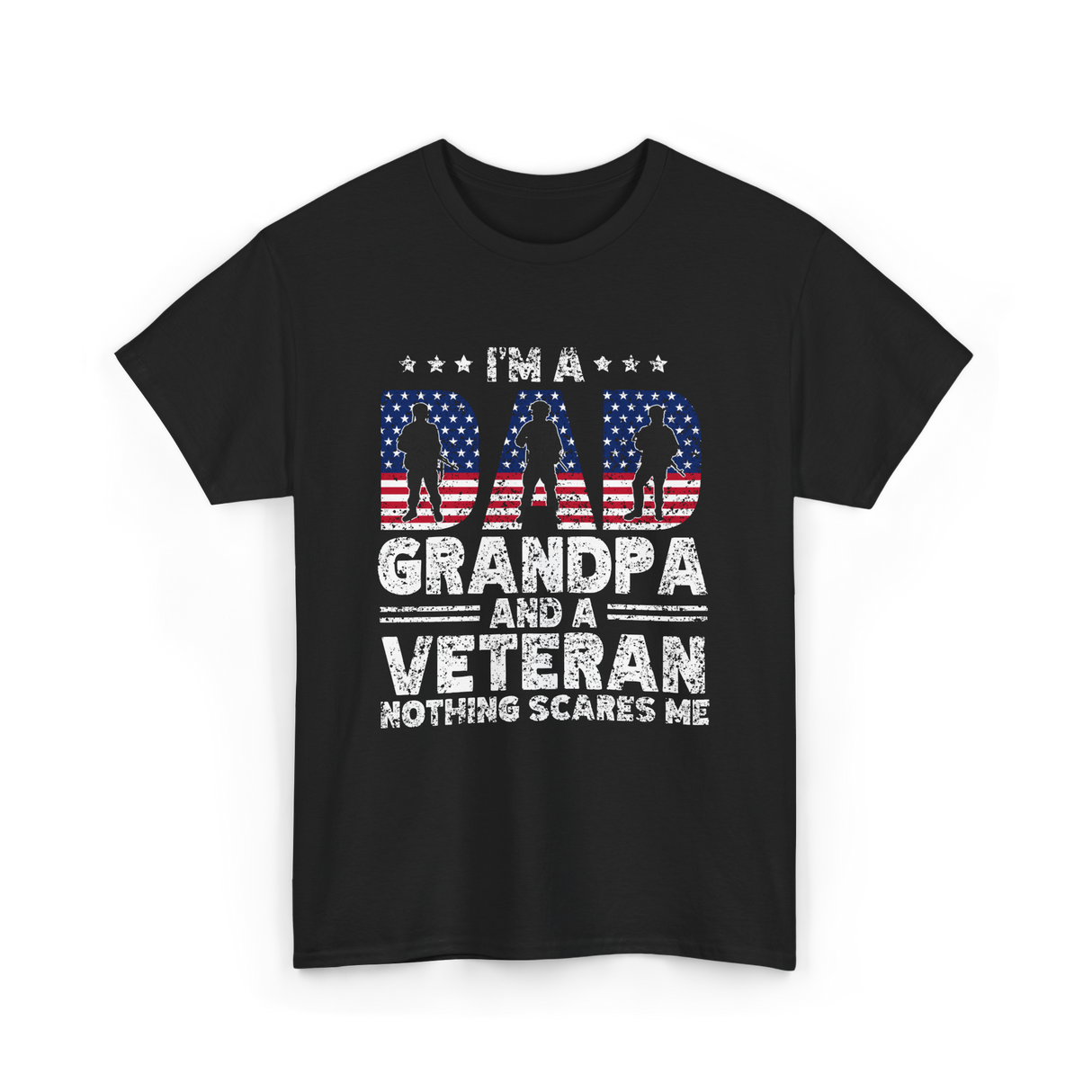 I'm A Dad Grandpa Veteran T-Shirt - Black