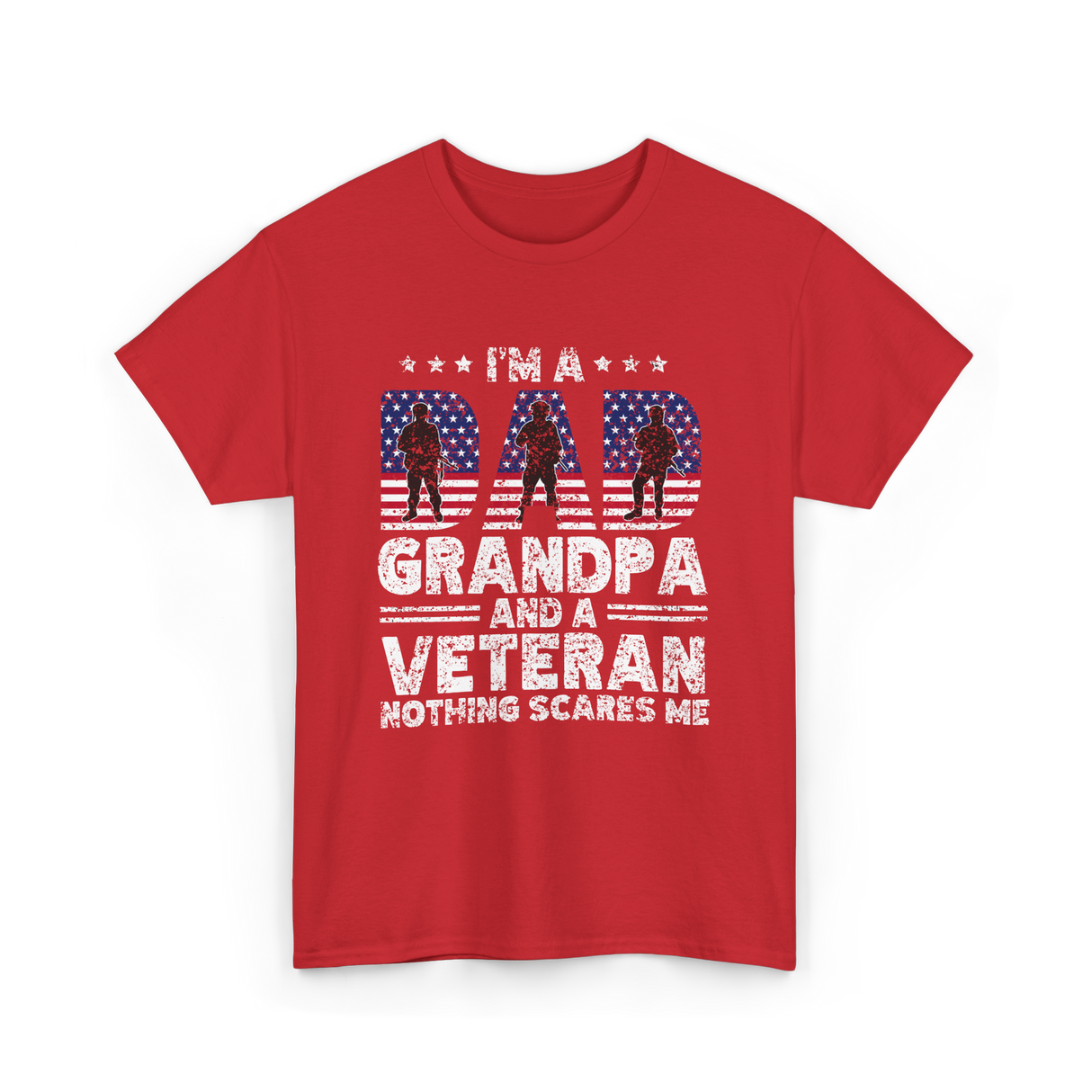 I'm A Dad Grandpa Veteran T-Shirt - Red