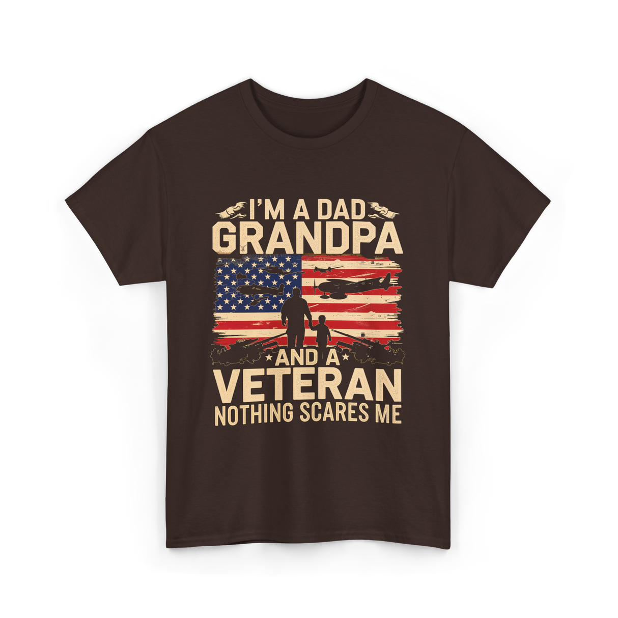 I'm A Dad Grandpa Veteran T-Shirt - Dark Chocolate