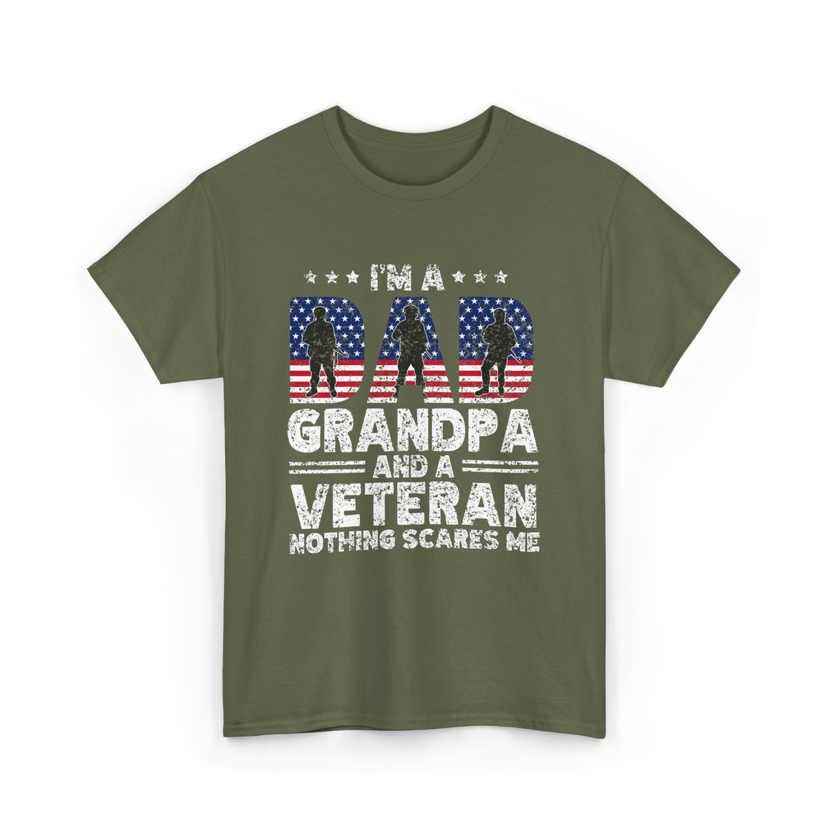 I'm A Dad Grandpa Veteran T-Shirt - Military Green