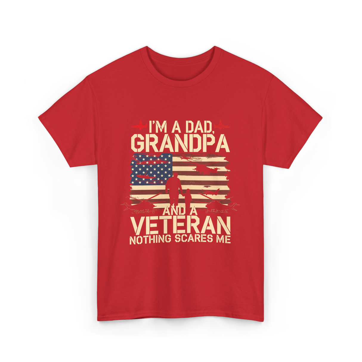 I'm A Dad Grandpa Veteran T-Shirt - Red