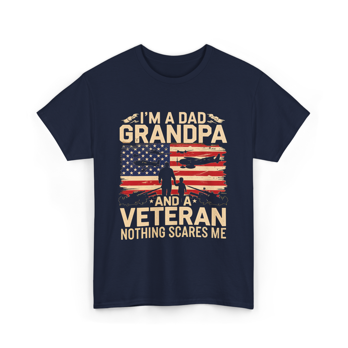 I'm A Dad Grandpa Veteran T-Shirt - Navy