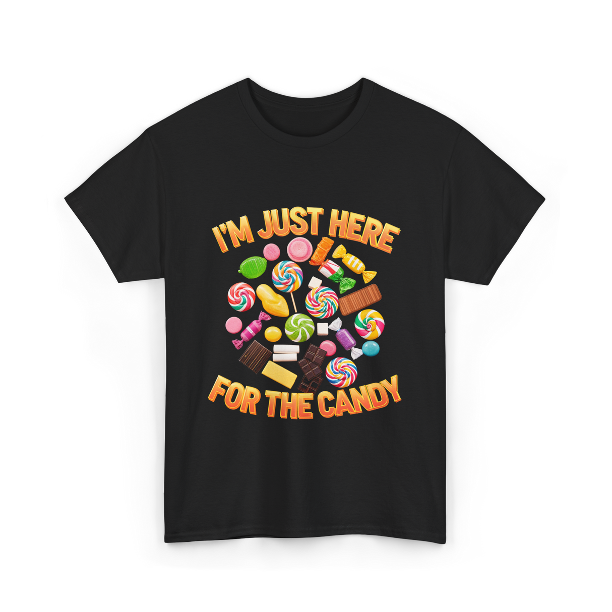 I'm Just Here For Candy Halloween T-Shirt - Black