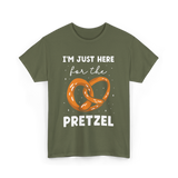 Im Just Here For Pretzel Pretzels T-Shirt - Military Green