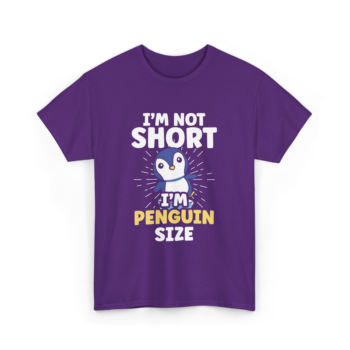 I'm Not Short Penguin Size Penguins T-Shirt - Purple