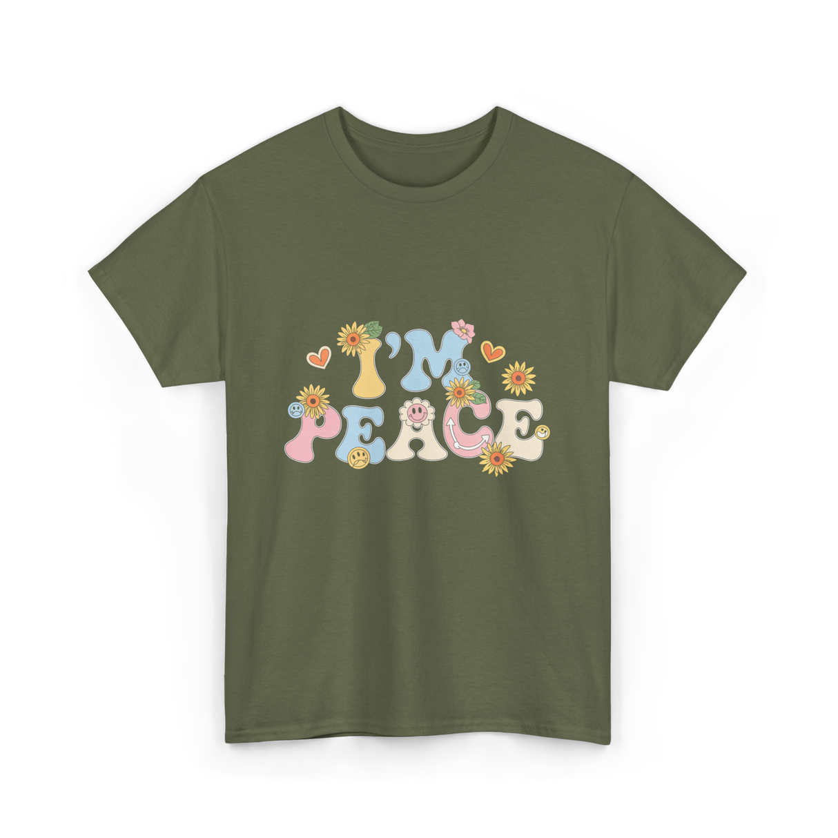 I'm Peace Peaceful Vibes T-Shirt - Military Green