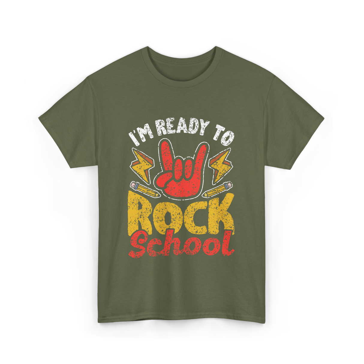 Im Ready To Rock School T-Shirt - Military Green