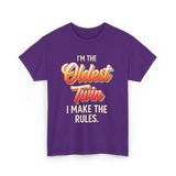 I'm The Oldest Twin T-Shirt - Purple