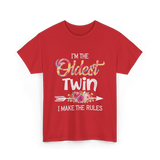 I'm The Oldest Twin Twins T-Shirt - Red