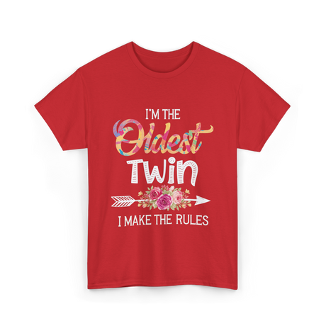 I'm The Oldest Twin Twins T-Shirt - Red