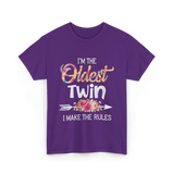 I'm The Oldest Twin Twins T-Shirt - Purple