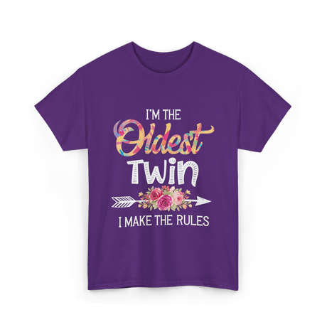 I'm The Oldest Twin Twins T-Shirt - Purple