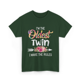 I'm The Oldest Twin Twins T-Shirt - Forest Green