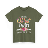 I'm The Oldest Twin Twins T-Shirt - Military Green