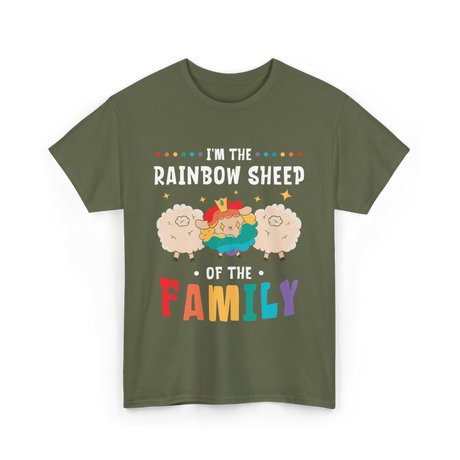 I'm The Rainbow Sheep Family T-Shirt - Military Green