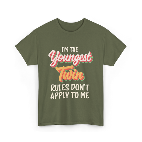 I'm The Youngest Twin Twinning T-Shirt - Military Green