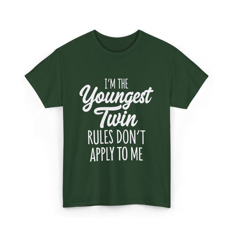 I’m the Youngest Twin Twins T-Shirt - Forest Green