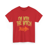 I'm With The Witch Halloween T-Shirt - Red