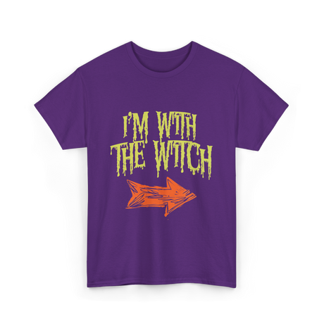 I'm With The Witch Halloween T-Shirt - Purple