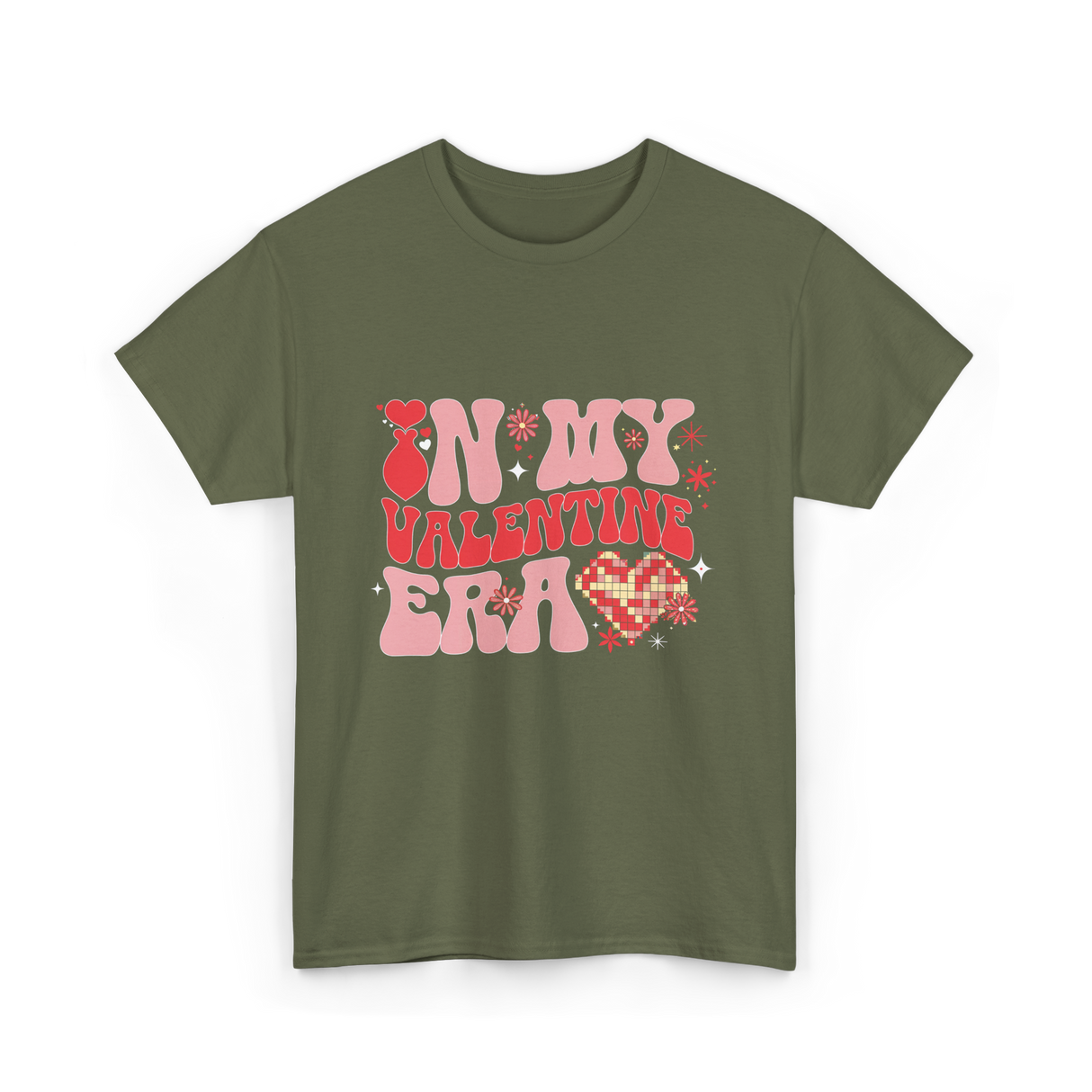 In My Valentine Era Valentine's Day T-Shirt - Military Green