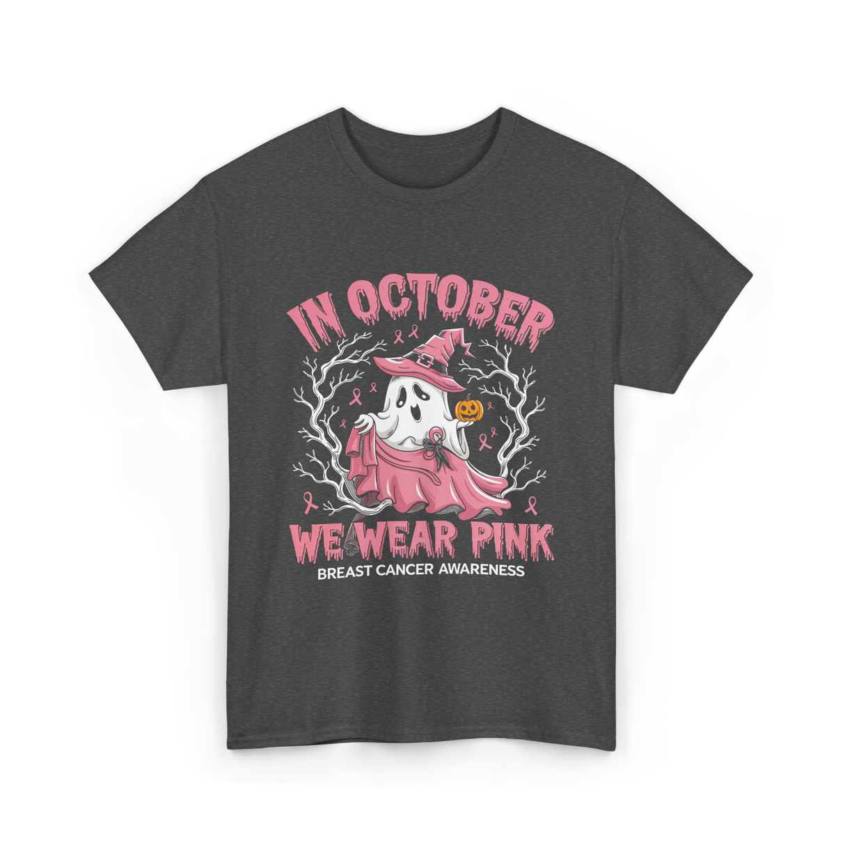 In October We Wear Pink Breast Cancer Awareness T-Shirt - Dark Heather