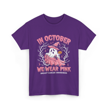 In October We Wear Pink Breast Cancer Awareness T-Shirt - Purple