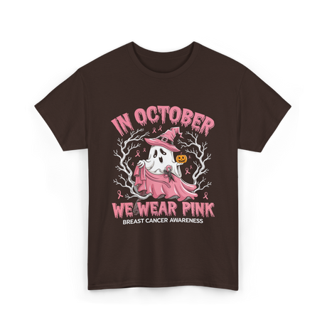 In October We Wear Pink Breast Cancer Awareness T-Shirt - Dark Chocolate