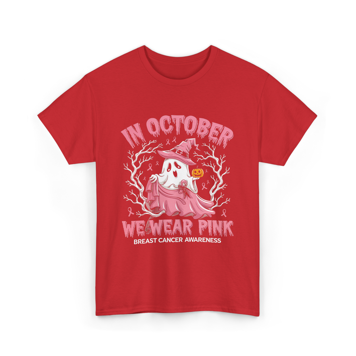 In October We Wear Pink Breast Cancer Awareness T-Shirt - Red