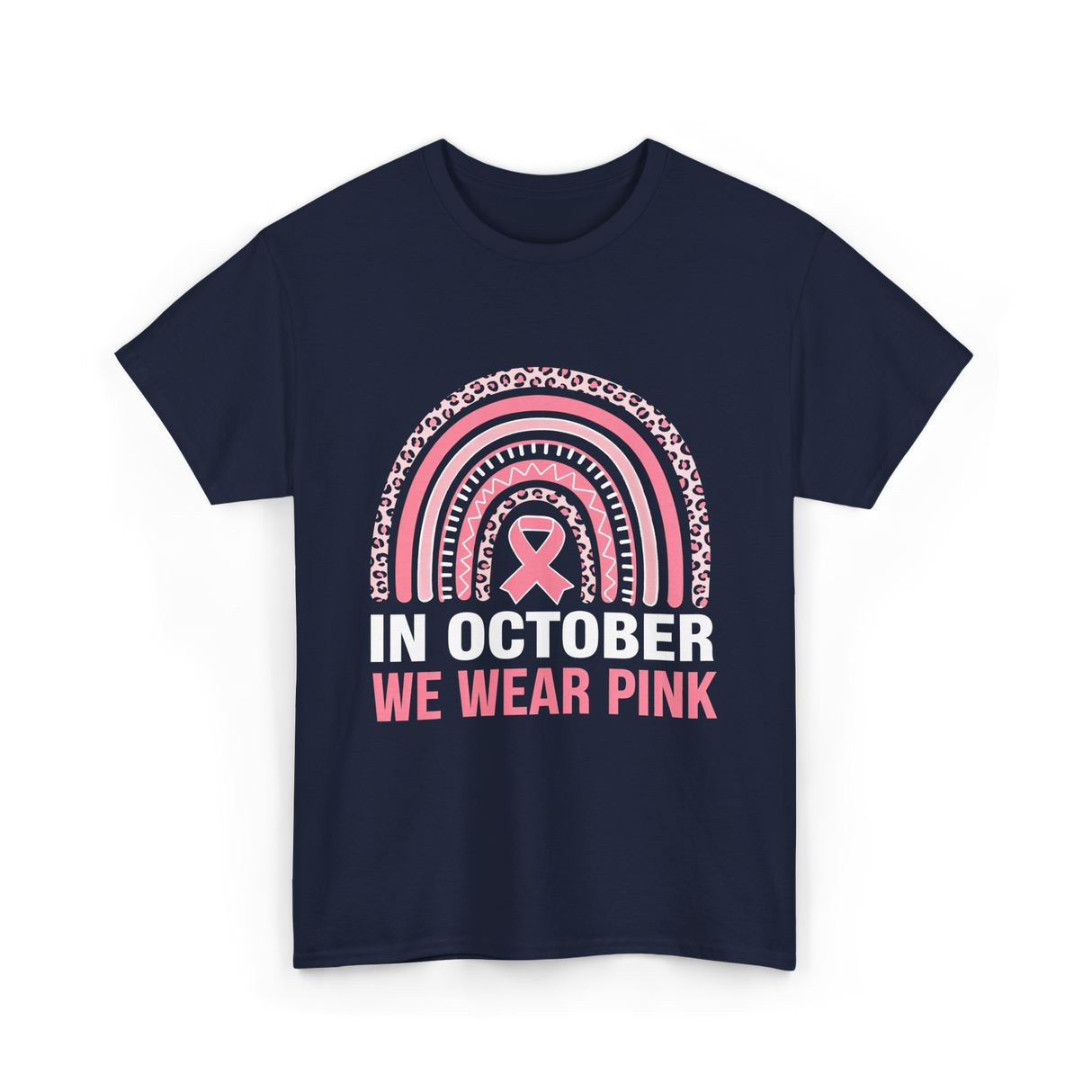 In October We Wear Pink Breast Cancer T-Shirt - Navy