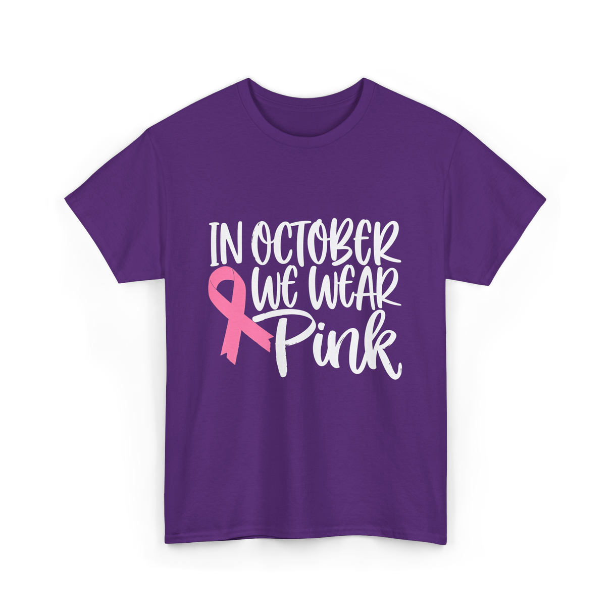 In October We Wear Pink Breast Cancer T-Shirt - Purple